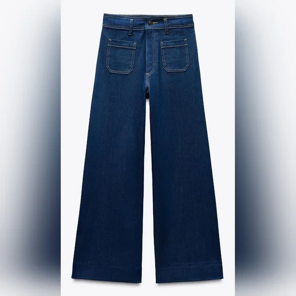 NWT ZW COLLECTION HIGH WAIST WIDE LEG JEANS BY ZARA - Picture 4 of 14